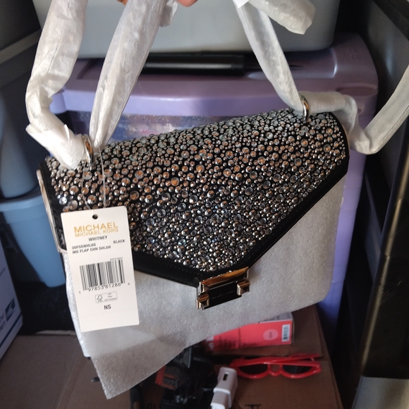 Michael Kors Black and Silver Studded Shoulder Bag - Picture 3 of 3